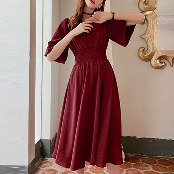 

summer 2021 arival solid square collar short sleeve dresses culb party dress women vestidos#j30, Black;gray