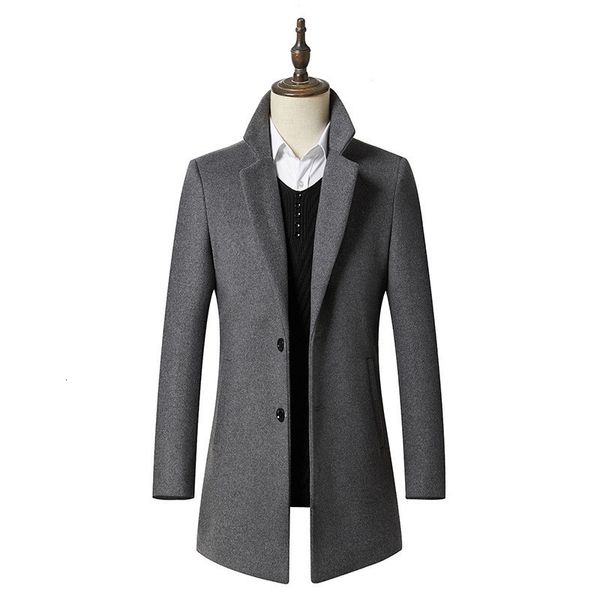 

men's suits & blazers new fashion men winter wool coat autumn solid color simple blends en abrigos para hombre kaban, White;black