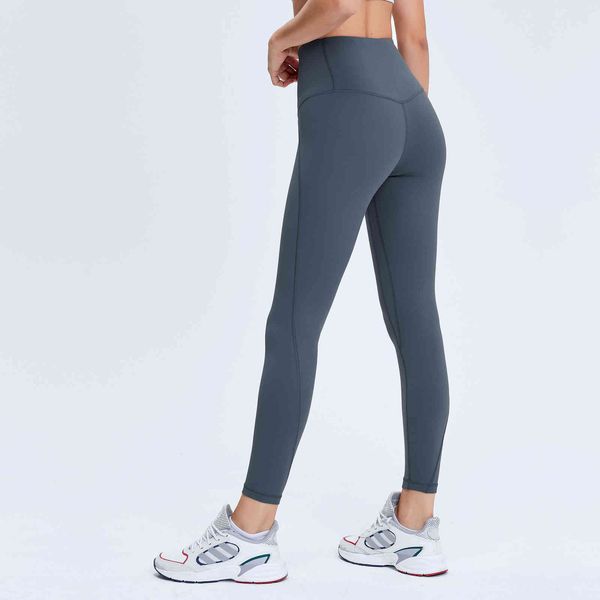 

front special i-line splicing yoga leggings pants double side naked feeling elastic slim fit leg capris running fitness workout trouses, Black