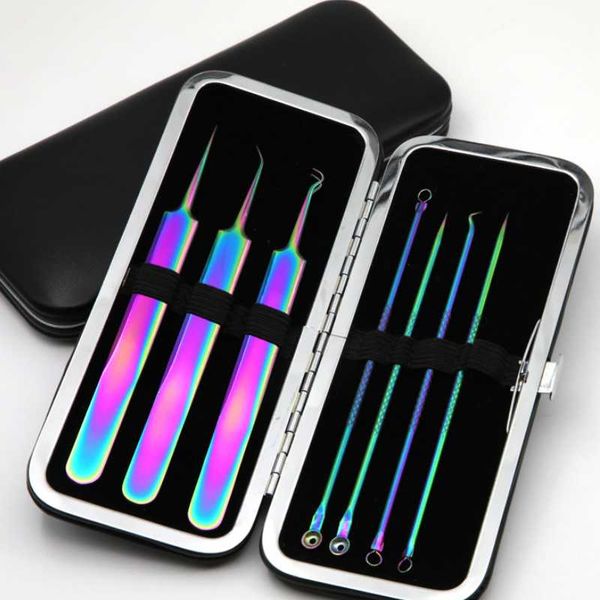 

cleaning stainless steel acne needle skin set professional squeeze blackhead clip beauty care seven-piece tool portable