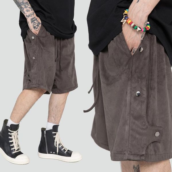 

men's shorts side button sweat street wear men casual high mens summer baggy knee length, White;black