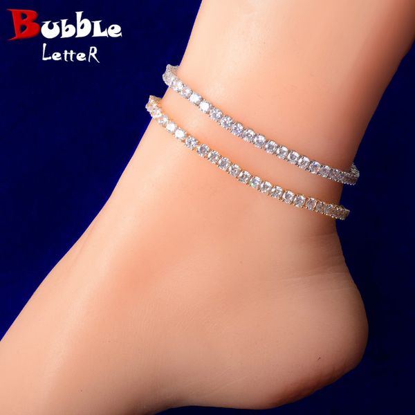 

4mm 1 row tennis chain anklets hip hop jewelry fashion women feet link 710 adjustable, Red;blue