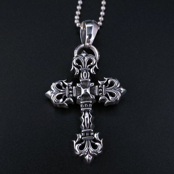 

party favor chrome/hearts necklace ch thai silver high version 925 sterling silver croix men's punk tide brand flame cro