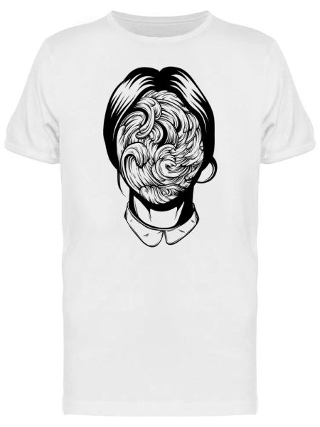 

sea waves face noir graphic men's tee -image by shutterstock, White;black