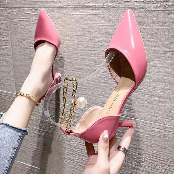 

dress shoes 2021 fine heeled sandals ladies pointed pumps shallow mouth latest stiletto african casual toe beige spring, Black