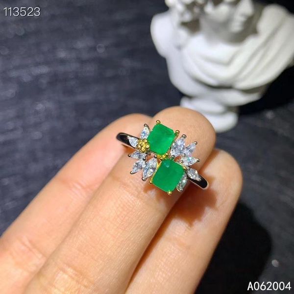 

cluster rings kjjeaxcmy fine jewelry 925 sterling silver inlaid natural gemstone emerald female ring lovely support test selling, Golden;silver