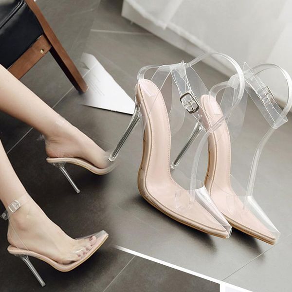 

sandals 2021 all-match stylish pointed toe baotou style fine super high heel tide women, Black