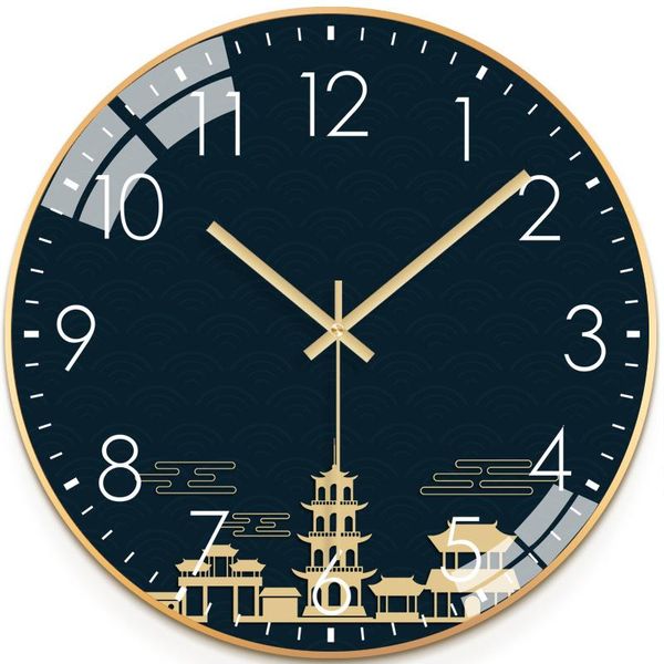 

gold wall clock modern design metal living room decoration watches home decor creative hd glass mute quartz clocks gift