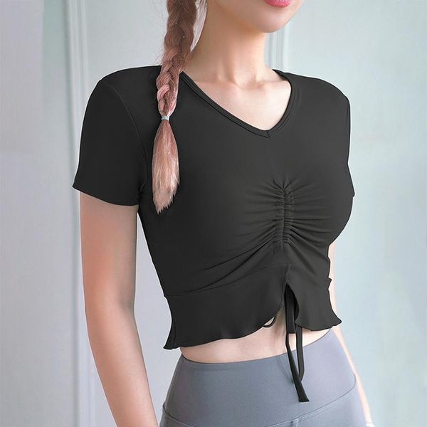 

yoga outfits ruffle sports women shirts casual solid cross vest sport singlet athletic fitness running workout clothes, White;red