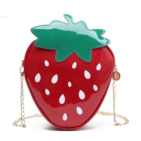 

women crossbody bags sweet strawberry shape shoulder bagpersonality mini party chains bag girl gift handbag