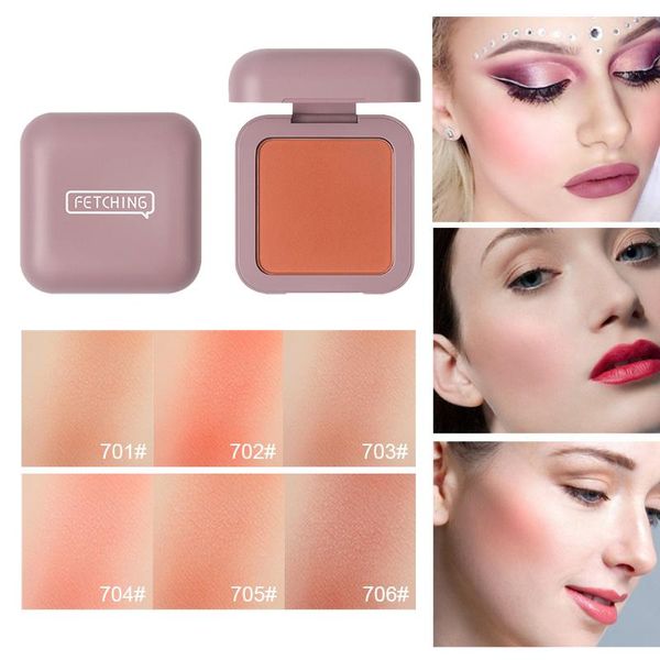 

blush caiji 6 colors face blusher palette mineral powder makeup matte health cheek contour waterproof lasting peach kit