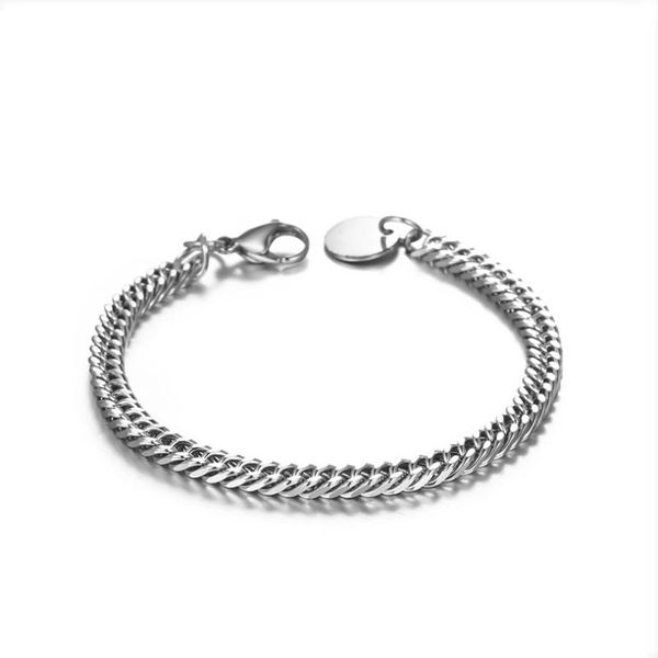 

link, chain nandesi jewelry high polished silver color curb bracelet for men women stainless steel fashion bangle, Black