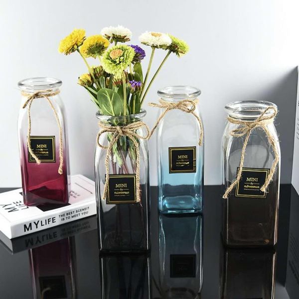 

vases can crystal wholesale gradient color glass vase transparent modern flower arrangement creative simple home jewelry decora
