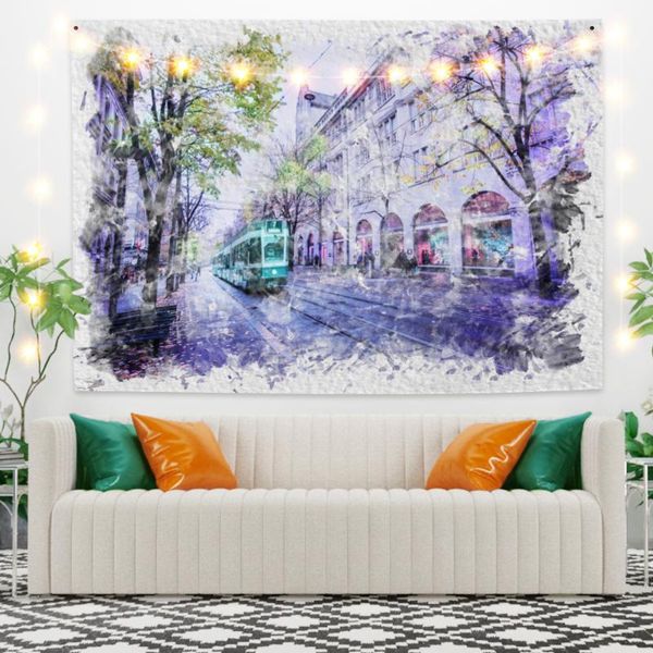 

tapestries lavender city landscape tapestry vintage exotic summer plant nature frame for bedroom pography wall decor