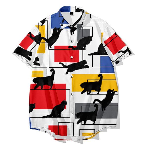 

men's casual shirts designer shirt funny short sleeve 3d print lapel hawaiian clothing button up, White;black