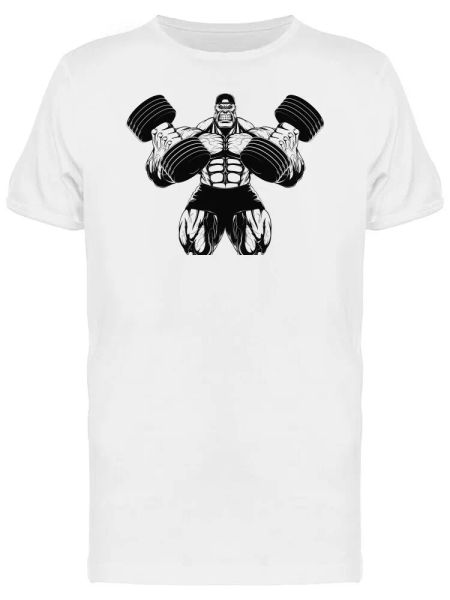 

Strong Bodybuilder 2 Dumbbells Men's Tee -Image by Shutterstock, White;black
