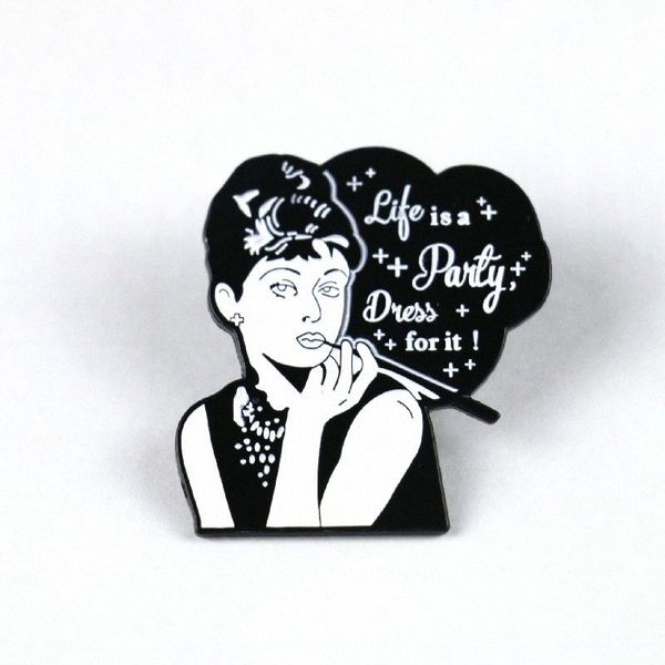 

12pcs movie roman holiday pin enamel figure brooch for backpack bag jeans clothes badge lapel pins and brooches fashion jewelry migc#, Gray
