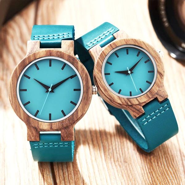 

wristwatches creative wood watch men women wooden watches couple wristwatch lover clock natural brown reloj male leather dial, Slivery;brown