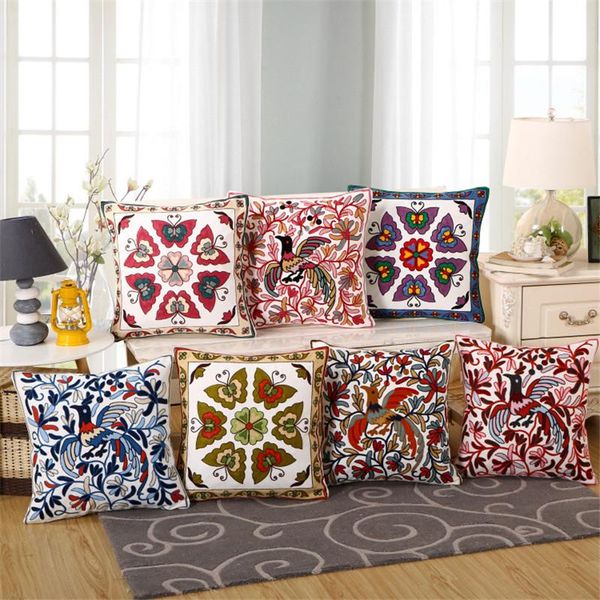 

cushion/decorative pillow luxury cushion cover case home textiles supplies lumbar peacock butterfly embroidery pillows chair seat