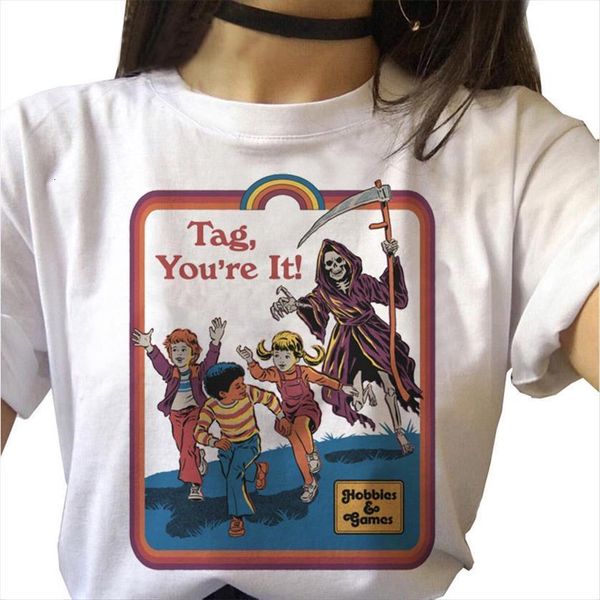 

death demon horror grim reaper women t shirt baphomet satanism evil harajuku graphic tee, White
