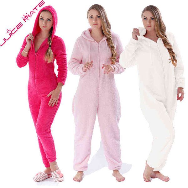 

winter warm pyjamas women onesies fluffy fleece jumpsuits sleepwear overall plus size hood sets pajamas onesie for women 211109, Black;red