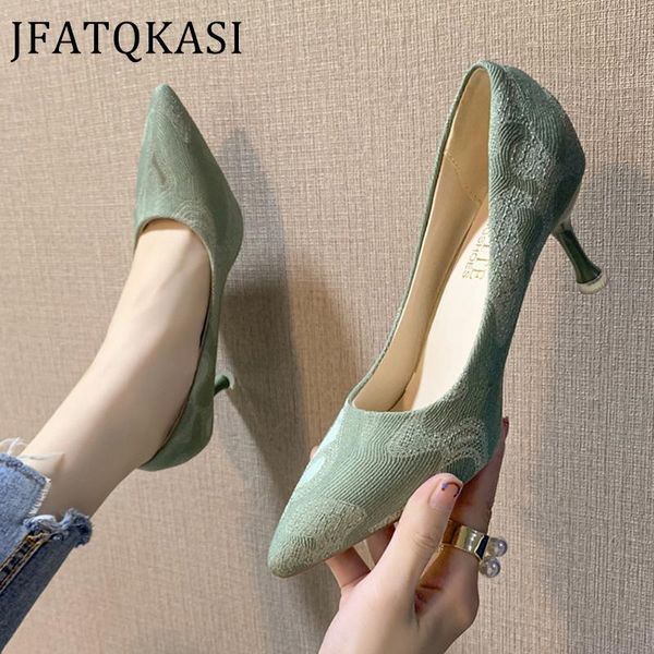 

dress shoes women high heels spring pointed thin heel shallow female single summer fashion brand working ladies pumps 2021 basic, Black