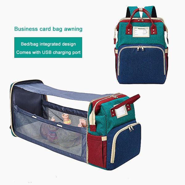 

baby nappy portable diaper bag mummy backapack folding bassinet bed with changing pads awning usb a034 bags