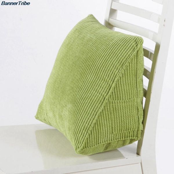 

pillow solid color corduroy ribbed wedge triangle cushion bedside sofa removable and washable lumbar