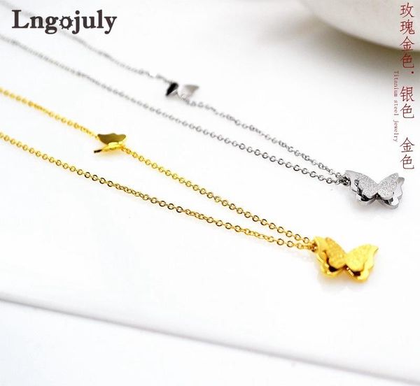 

pendant necklaces titanium steel butterfly for womenanniversary engagement wedding necklace accessoeries jewelry gift wholesale, Silver