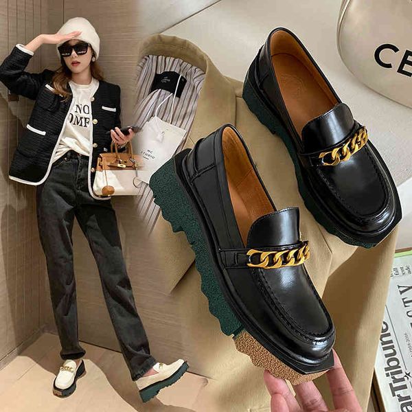 

sandals chains of metal decoration grain filled leather round toe heels thick female autumn elegant casual shoes leisure bombs size 39 m13r, Black