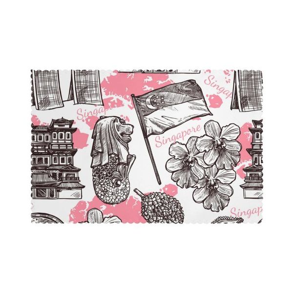 

mats & pads 6 pcs placemat singapore sketch fabric table tableware kitchen tool