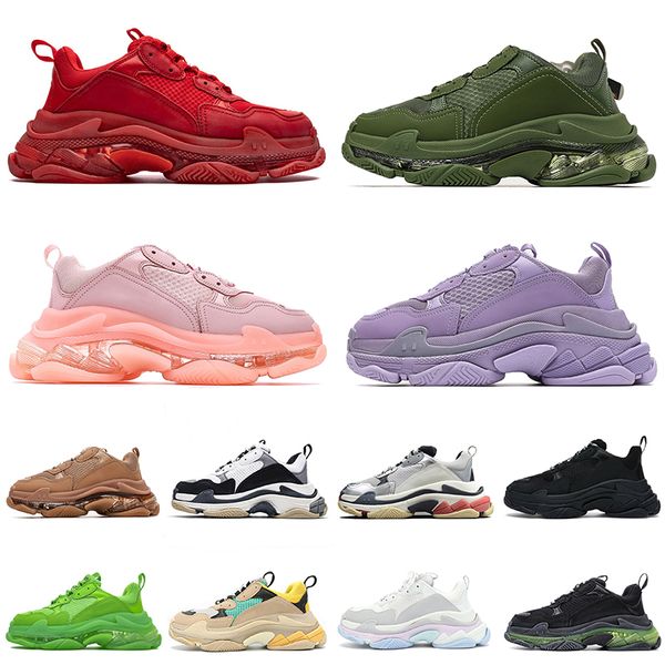 

triple s men women designer casual old dad running shoes vintage platform sneakers black paris 17fw white glitter luxury tennis flat trainer