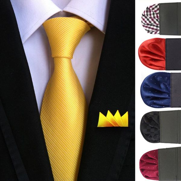 

bow ties ricnais color pre-folded pocket square solid dot handkerchief business chest towel hanky gentlemen wedding casual hankies, Black;gray
