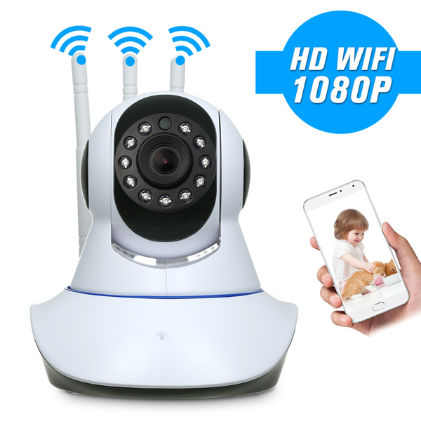 

smart home control security indoor wireless baby monitor hd 1080p rotating 360 degree wifi ptz ip camera v380 3 antennas
