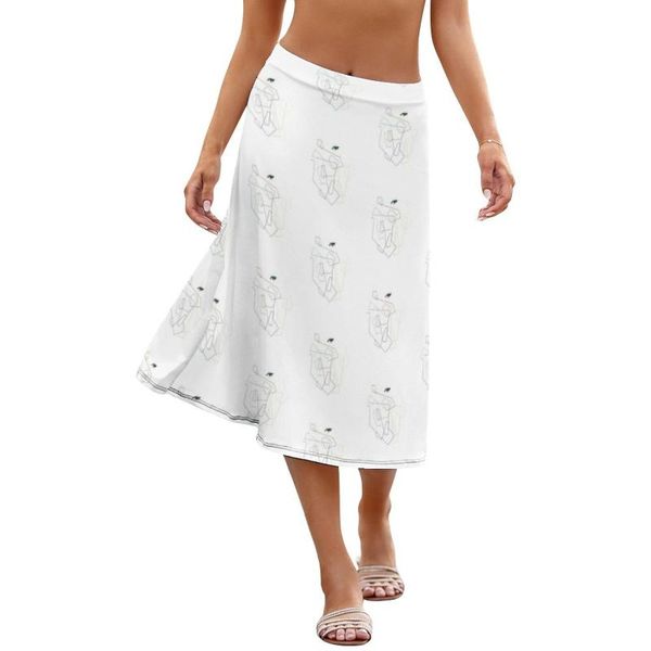 

picasso skirt style polyester skirts girl pattern spring sale midi, Black