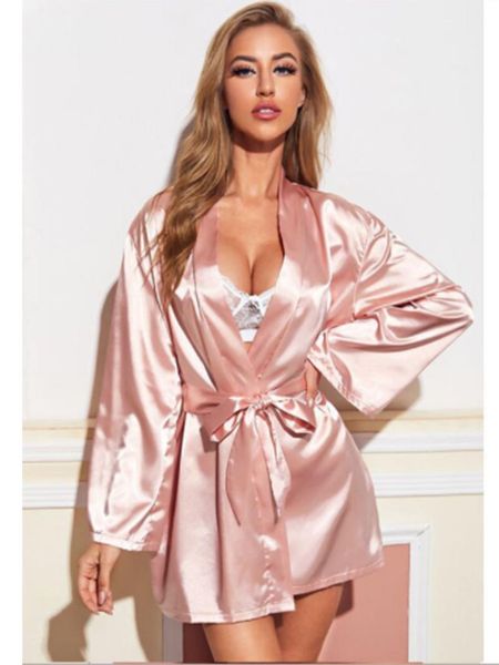 

women's sleepwear style erotic porno color butyl pink pajamas nightdress breathable and comfortable night robe, Black;red