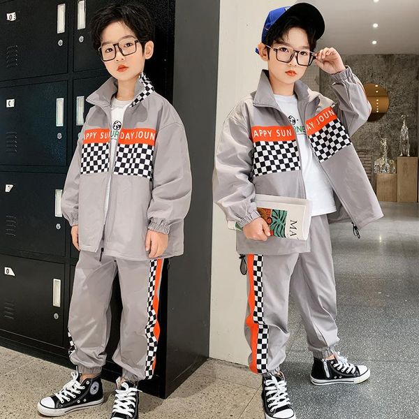 

clothing sets casual hooded spring summer boys suitsÂ coat + pants 2pcs/set kids jacket teenager sport leisureÂ tracksuit high quality, White