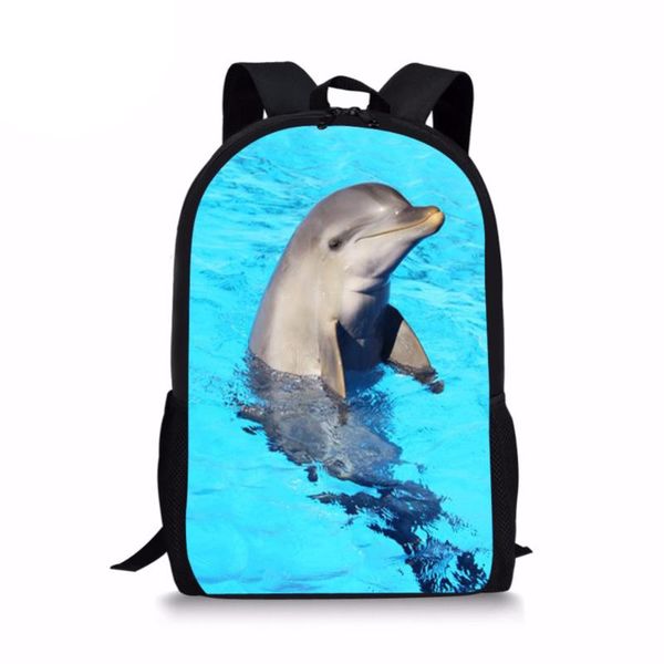 

customzied dolphin print girls schoolbag lovely animal backpack for children school bags lightweight student mochila infantil
