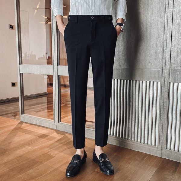 

spring men's formal trousers polyester casual fashion business pants suit banquet work 28-34, Black