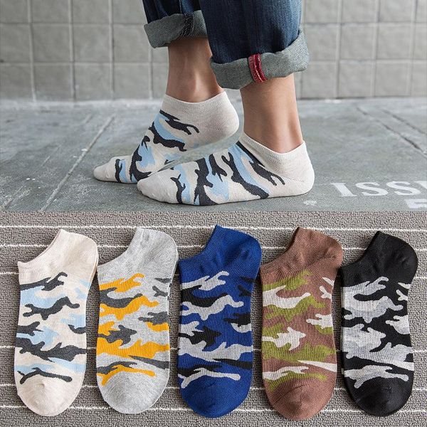 

men's socks personalized camouflage boat cotton low sports short tube gifts for men, Black