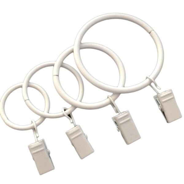 

other home decor 10 pcs/set metal curtain rings with clips for showers bathroom bedroom living room window drapery (white)