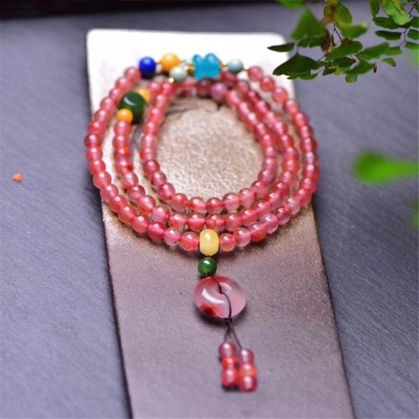 

beaded, strands china liang mountain natural 5a south red onyx floating flower beads bracelet / necklace safe buckle pendant 108 mala for fe, Black