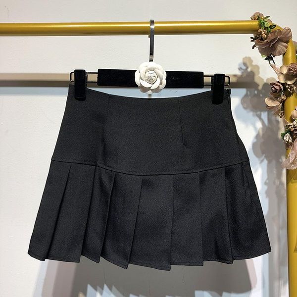 

skirts white micro skirt ladies korean style summer miniskirt y2k egirl accessory pleated high waist mini women, Black