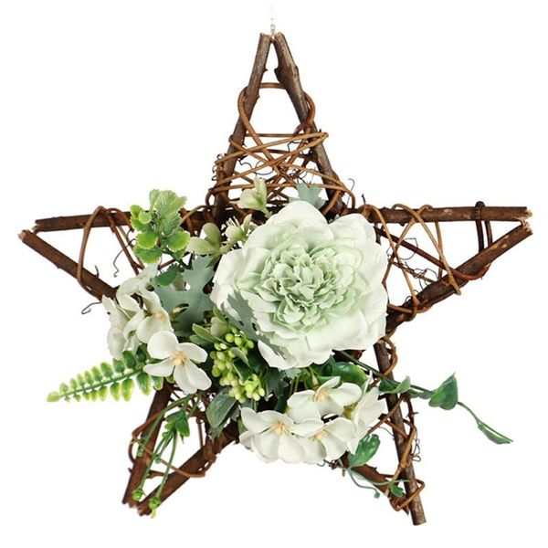 

artificial camellia wreath star shape for hanging front door wall window wedding party farmhouse home decor decorative flowers & wreaths