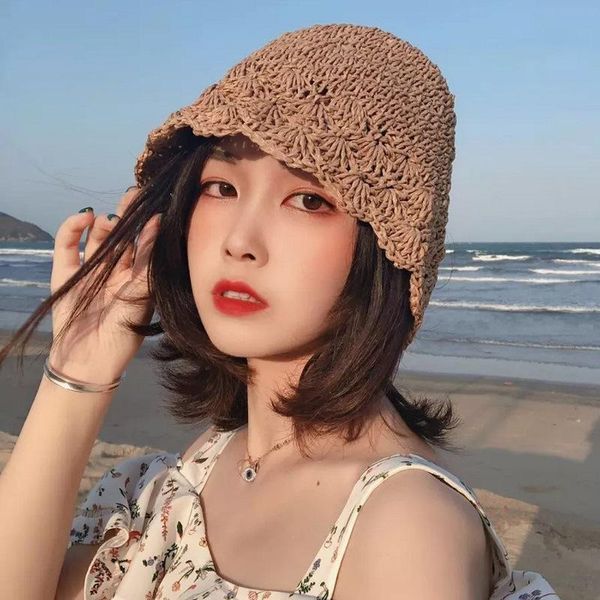 

wide brim hats 2021 bucket for women summer beach sun straw hat fisherman cap gorro casquette gorras sombreros de mujer sol, Blue;gray