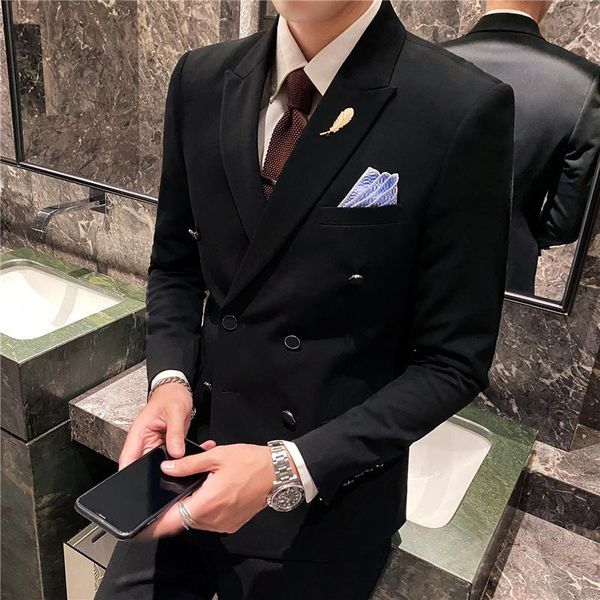 

spring and autumn business professional formal dress bridegroom man suit men's three piece suits & blazers, White;black