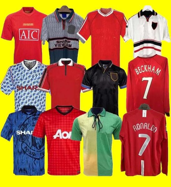 

man 07 08 90 92 retro ucl final match utd home manchester 1994 1998 united ronaldo beckham cantona keane scholes giggs jersey, Black;yellow