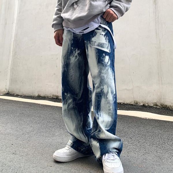

men's jeans hip hop jeans, retro wide leg japanese casual wear, formal loose, Blue