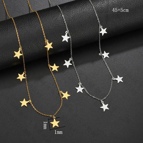

pendant necklaces gold silver color chokers star pentagram for women stainless steel trendy female party girl street wear jewelry gift