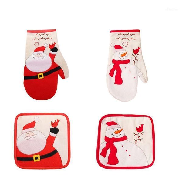 

christmas decorations santa snowman insulation pads and gloves/dining table placemat/christmas kitchen decoration/home decoration1